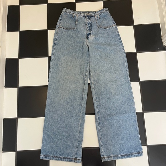Vintage Outlaw Jeans Size 9 Light Wash High Waist Wide Leg Denim Pants - Picture 5 of 9